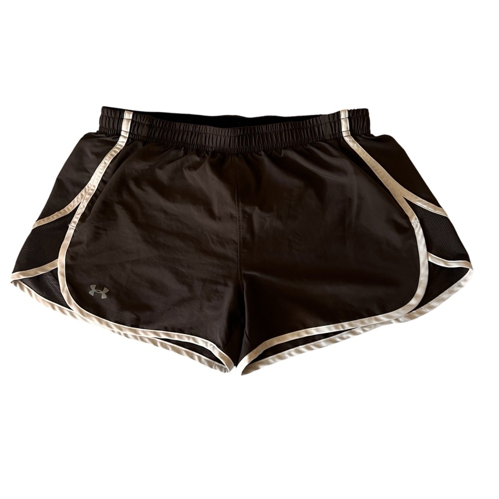 Under Amour Running Shorts Womens Sml Charcoal Grey Built In Brief Athletic Gym